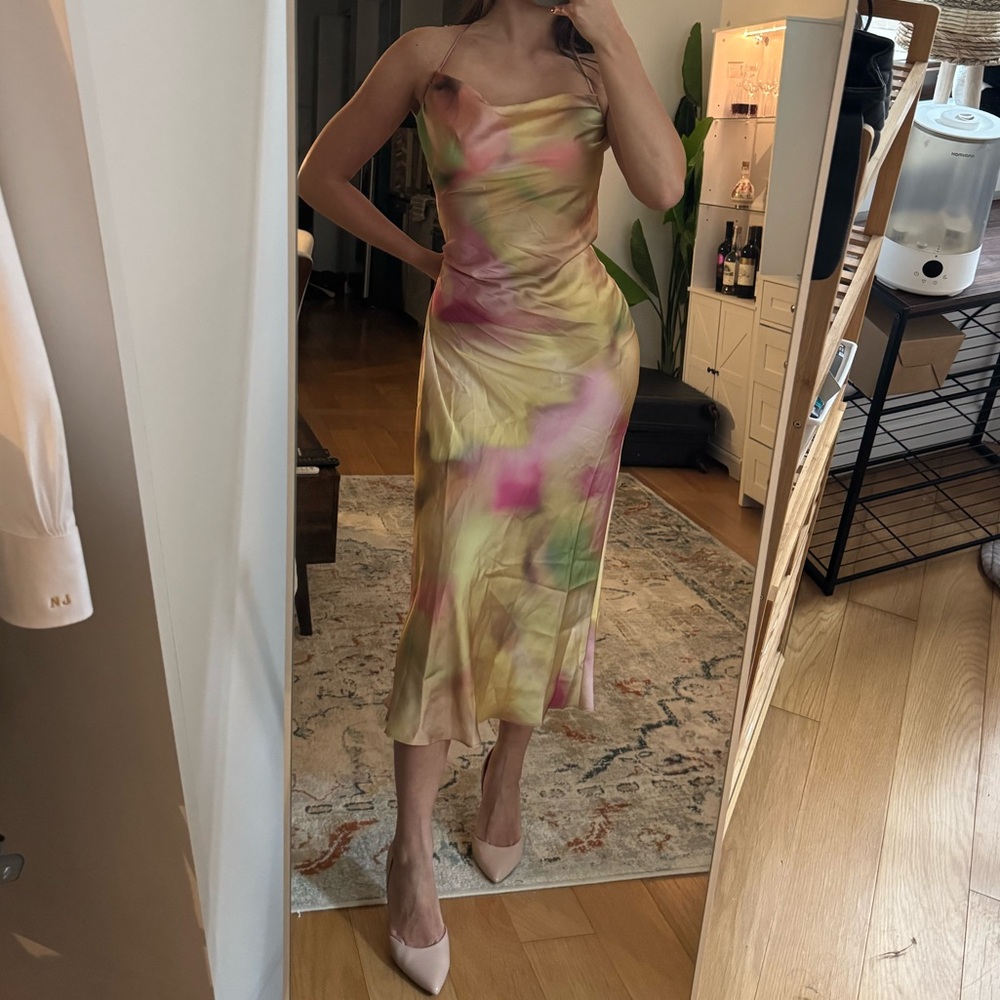 Elegant Maxi Multicolor Strapless Dress - Picture 2 of 9